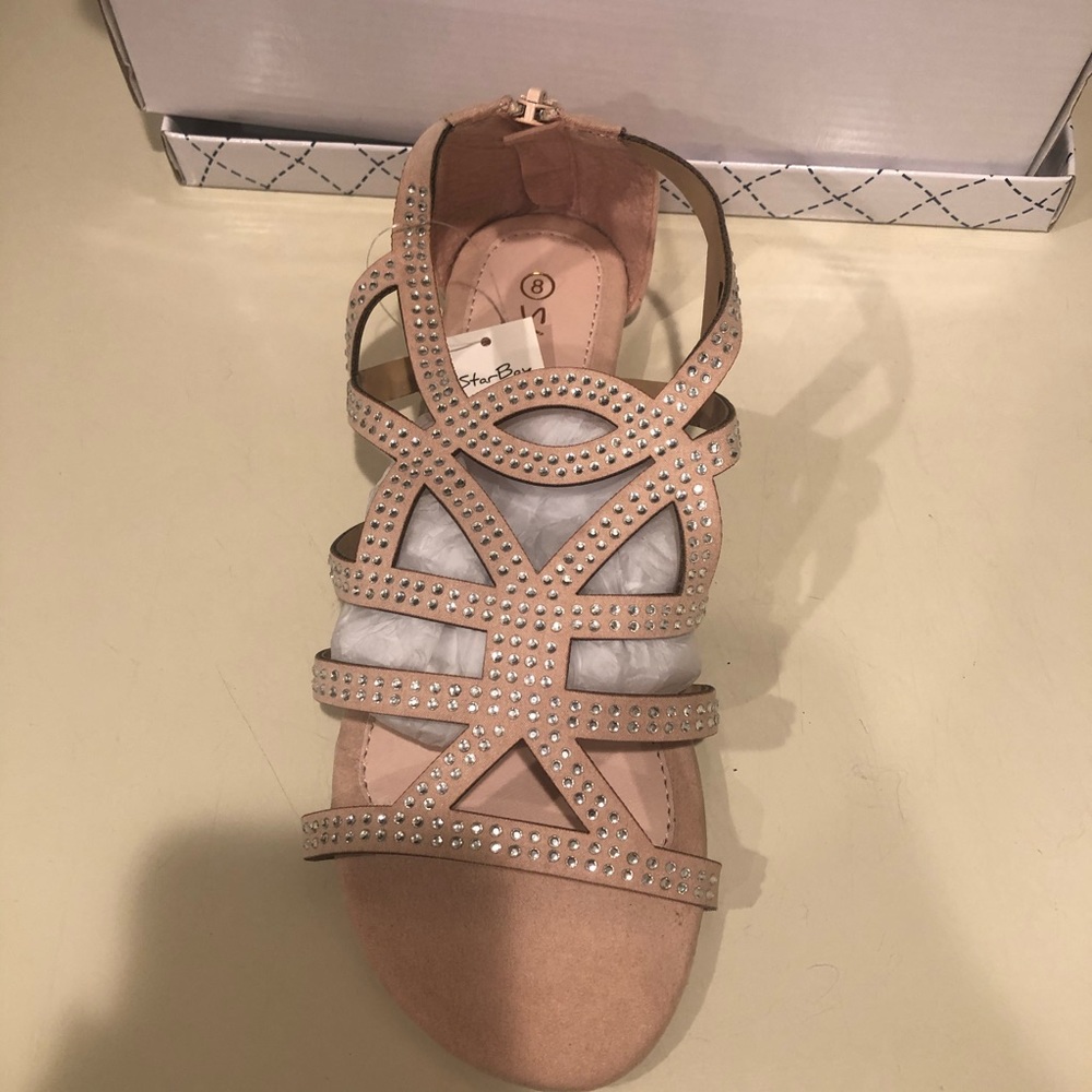 Star Bay Blush Embellished Gladiator Summer Sandals, Size 8
